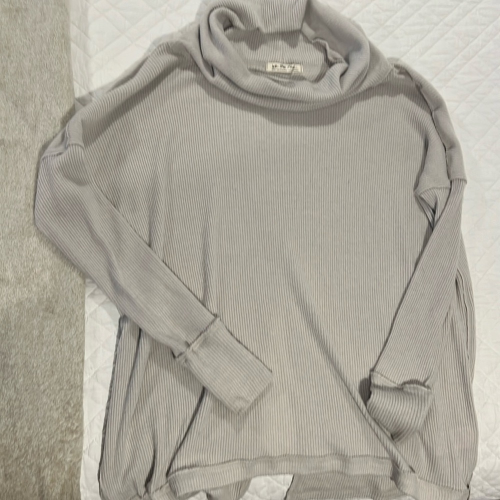 Like New - Free People Juicy Long Sleeve Cowl Neck Thermal Sweater, moon - S